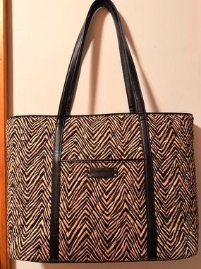 Vera Bradley Black and Tan Patterned Tote Bag